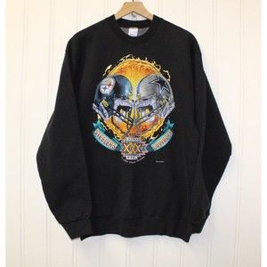 Vtg 1995 Super Bowl XXX 30 Sweatshirt Steelers Cowboys NFL Football‎ USA Size XL